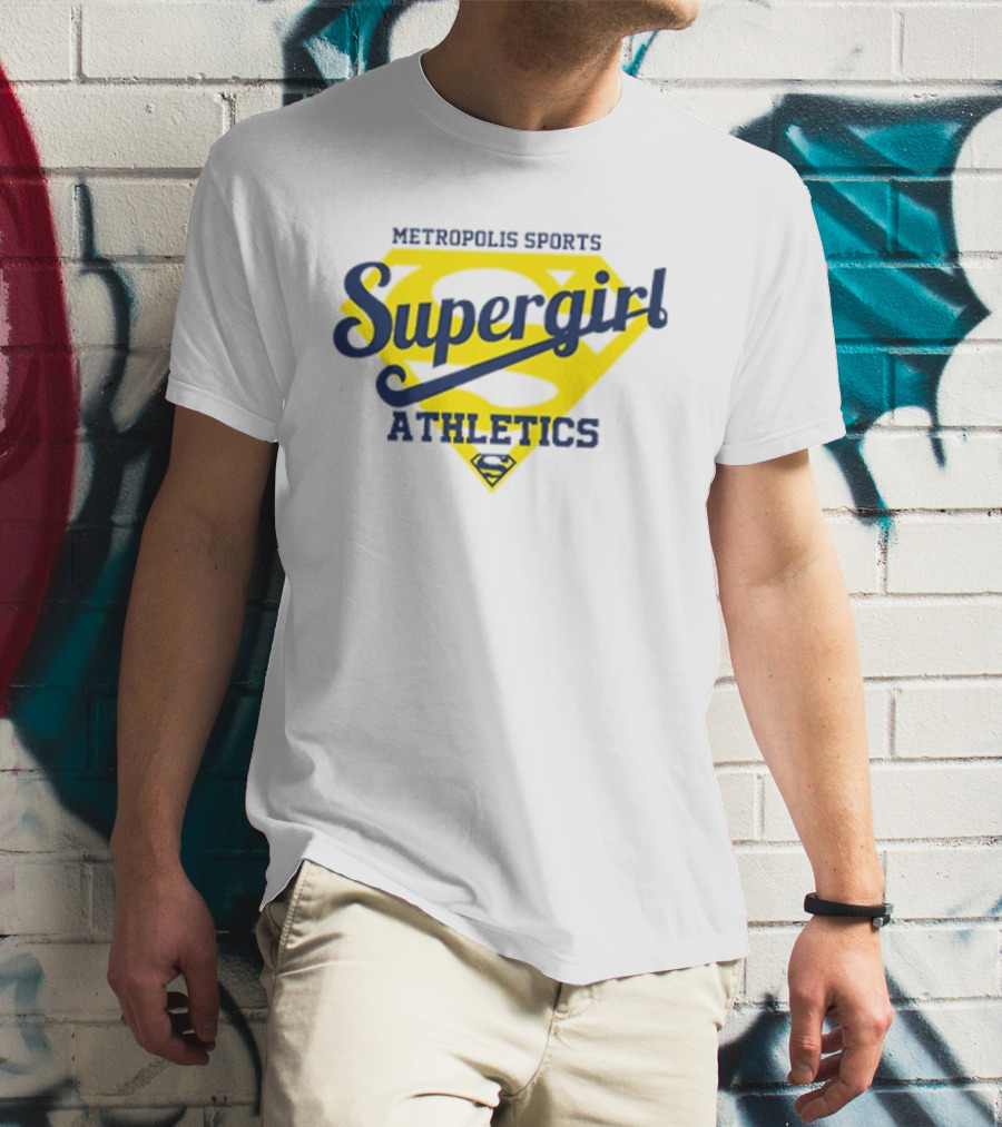 Supergirl Athletics Metropolis Sports Iconic Yellow Shield T-Shirt