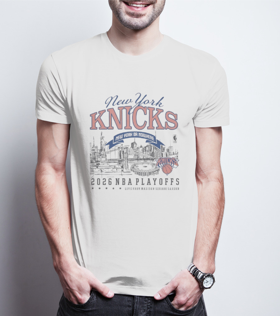 New York Knicks Nowhere Skyline 2026 NBA Playoffs Madison Square Garden T-Shirt