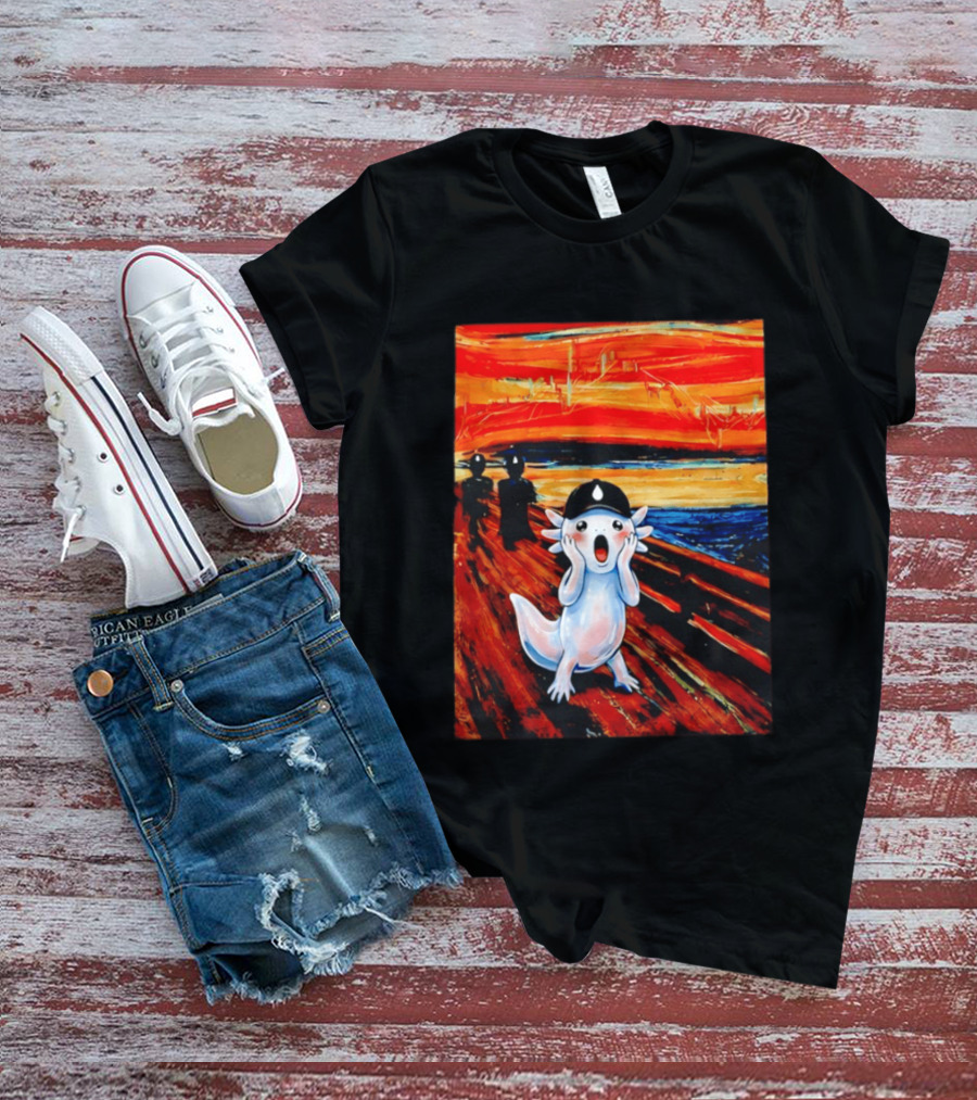 Axolotl Liquid The Scream Parody Painting Munch T-Shirt
