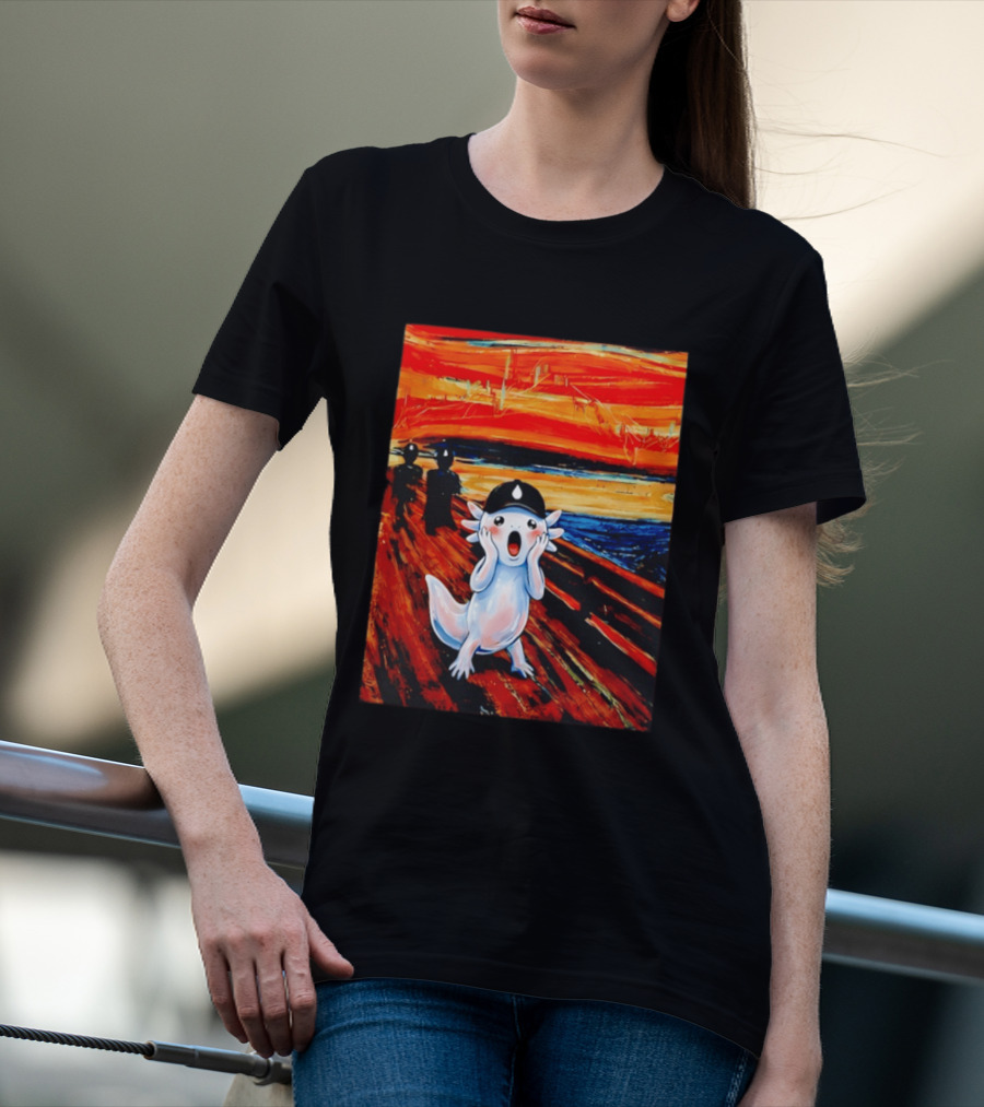 Axolotl Liquid The Scream Parody Painting Munch T-Shirt