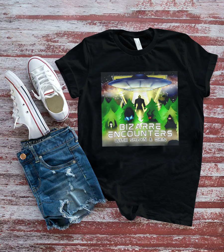 Bizarre Encounters UFO With Shayn And Orin Mysterious Forest Lights Alien Adventure T-Shirt