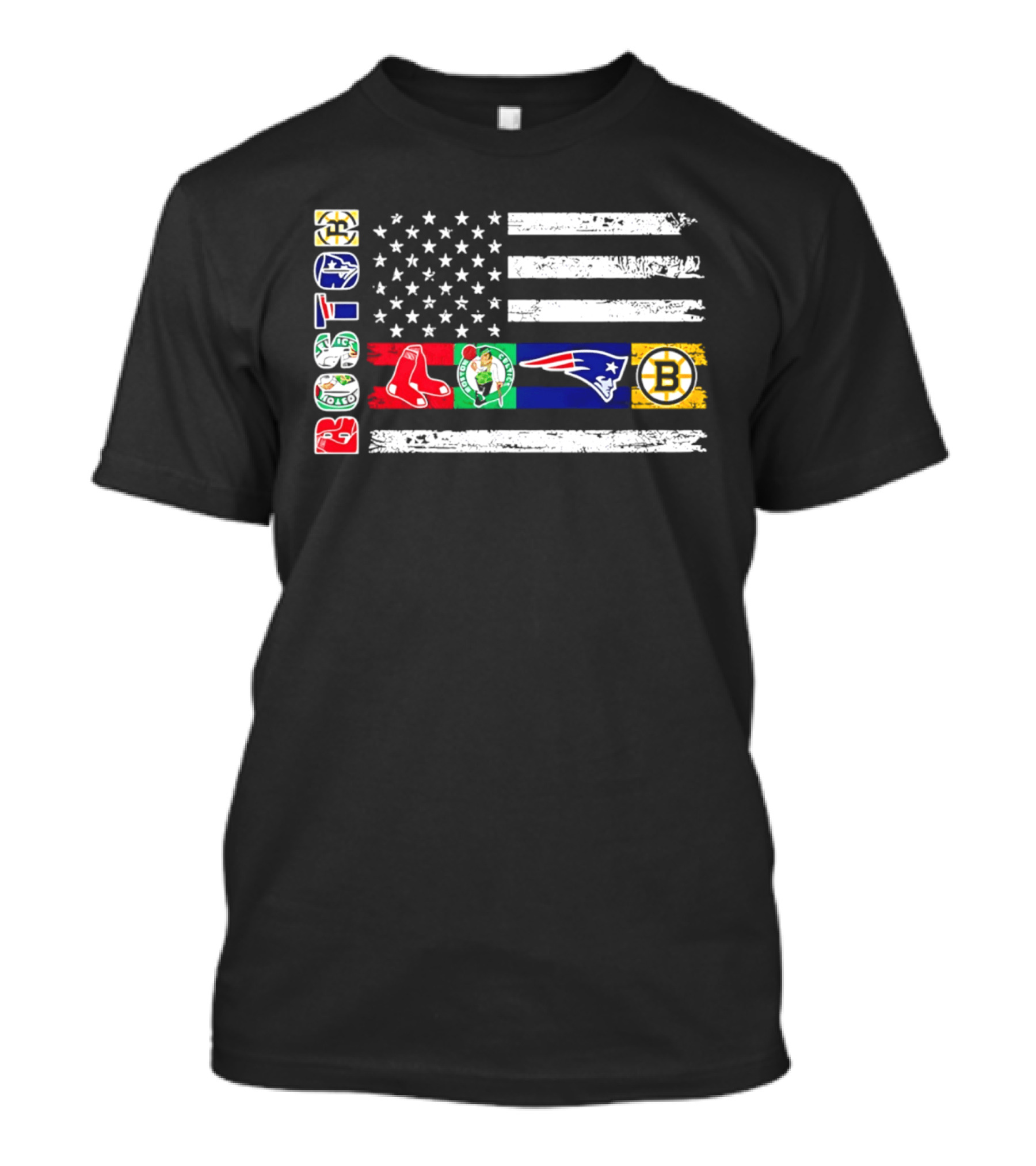 Boston Red Sox Celtics Patriots Bruins Flag Sports T-Shirt