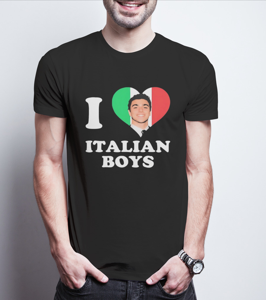 I Love Italian Boys Luigi Mangione Heart Flag T-Shirt