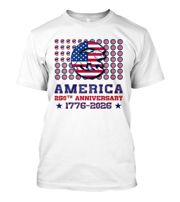 Chicago Cubs America 250th Anniversary 1776 2026 Stars And Stripes Bear T-Shirt