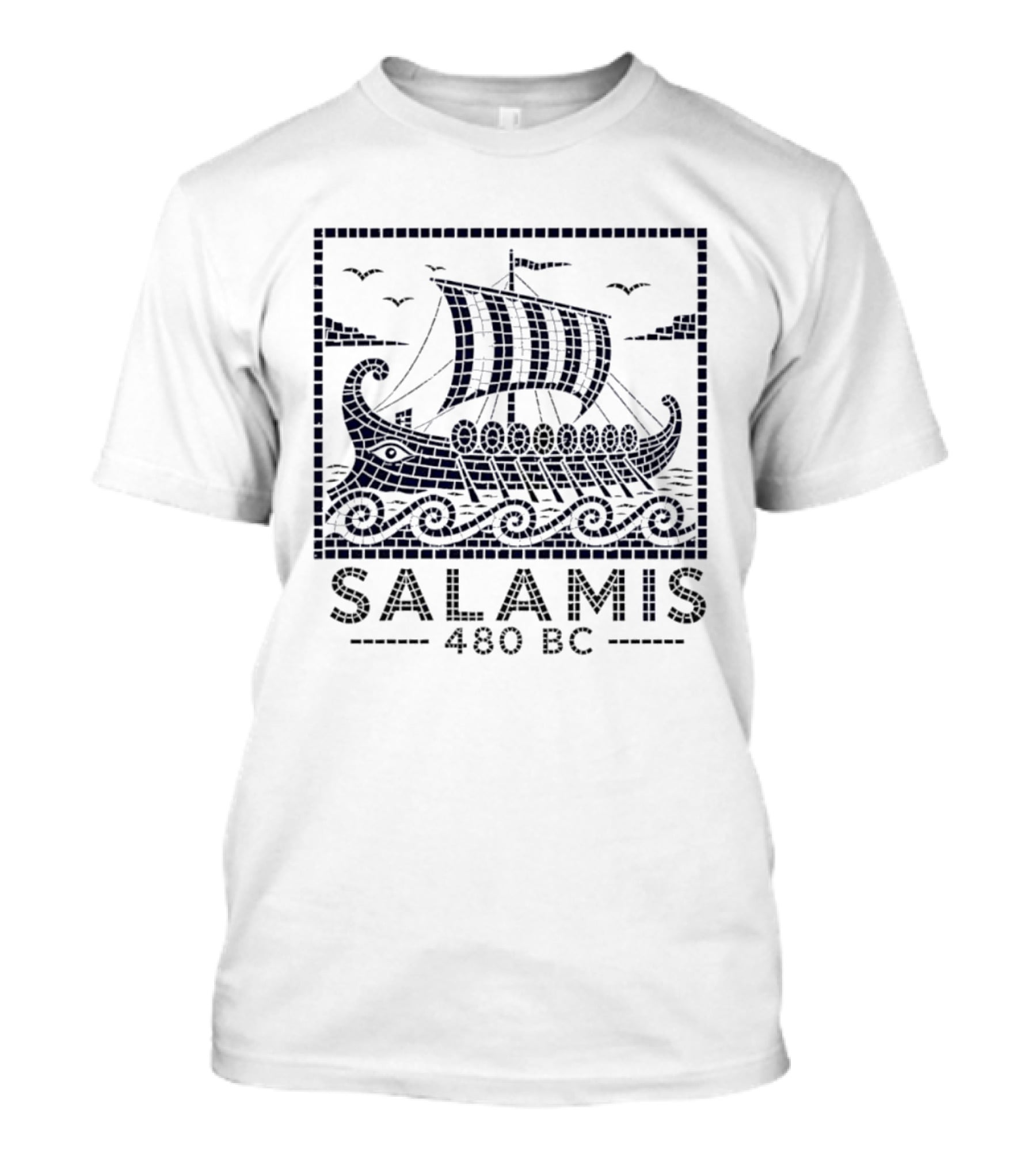 Salamis 480 BC Greek Trireme Ancient Naval Battle Scene T-Shirt
