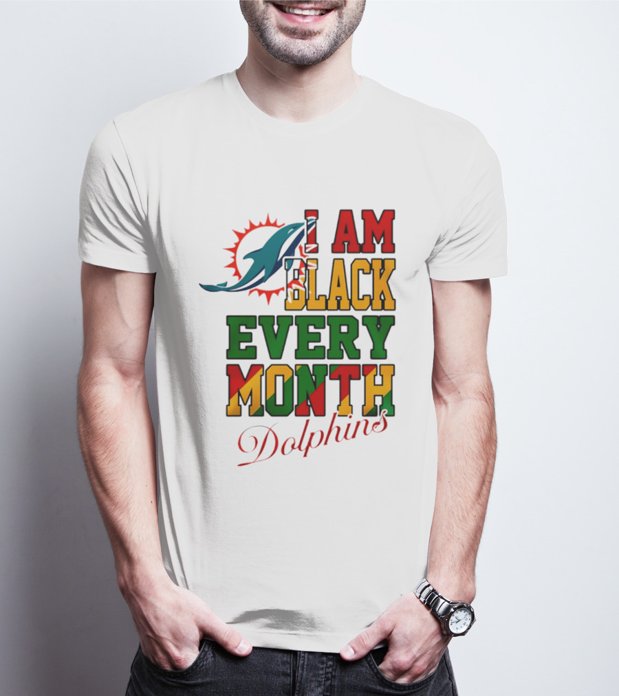 I Am Black Every Month Dolphins T-Shirt