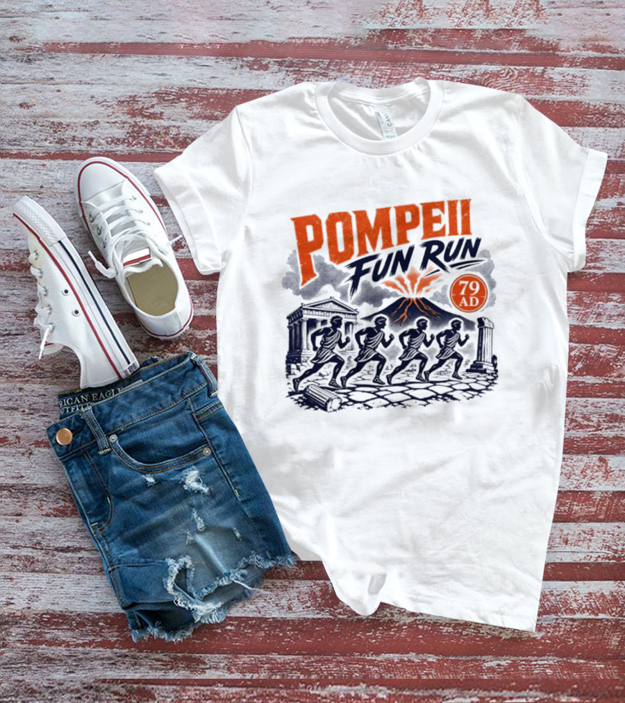 Pompeii Fun Run 79 AD Mount Vesuvius Roman Runners T-Shirt