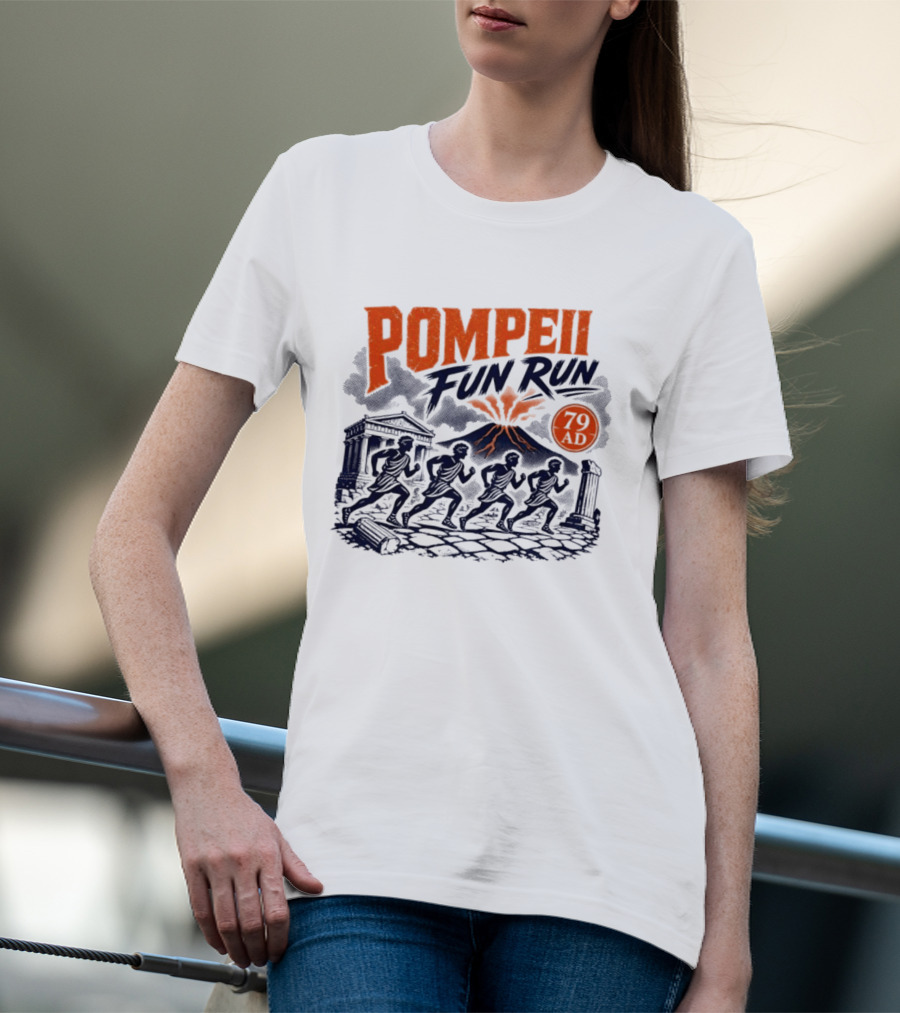 Pompeii Fun Run 79 AD Mount Vesuvius Roman Runners T-Shirt