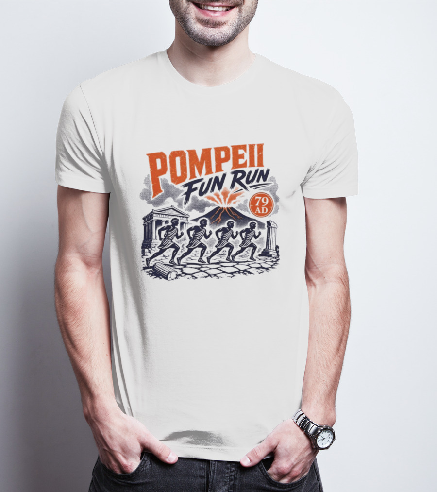 Pompeii Fun Run 79 AD Mount Vesuvius Roman Runners T-Shirt