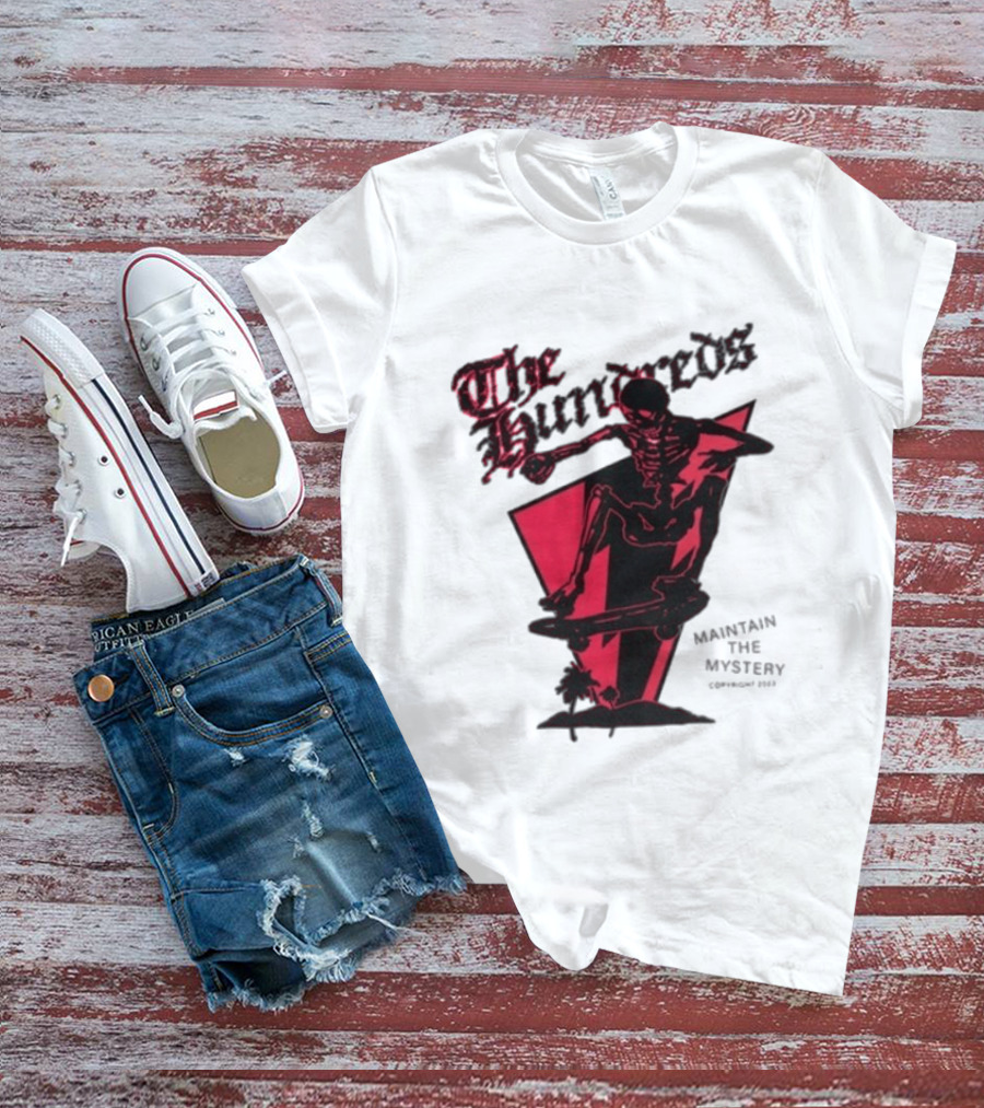 The Hundreds Skeleton Skateboard Maintain The Mystery Skull Mountain 2023 T-Shirt