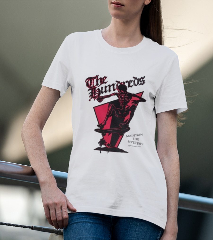 The Hundreds Skeleton Skateboard Maintain The Mystery Skull Mountain 2023 T-Shirt