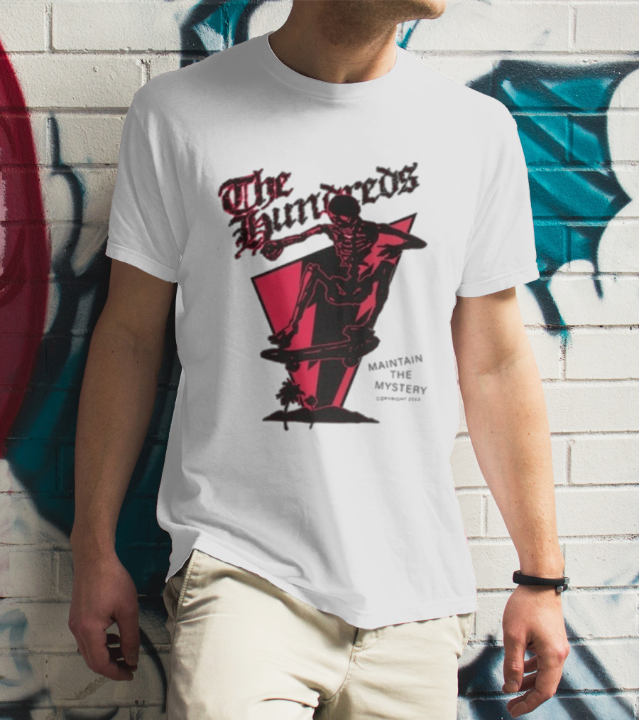 The Hundreds Skeleton Skateboard Maintain The Mystery Skull Mountain 2023 T-Shirt