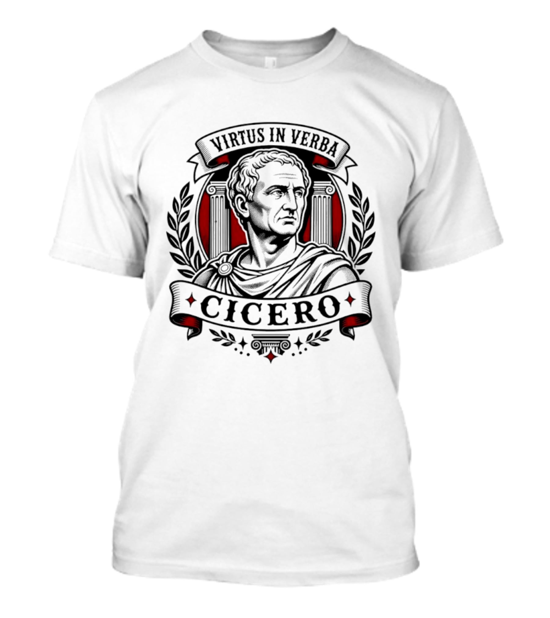 Virtus In Verba Cicero Roman Orator Laurel Columns T-Shirt