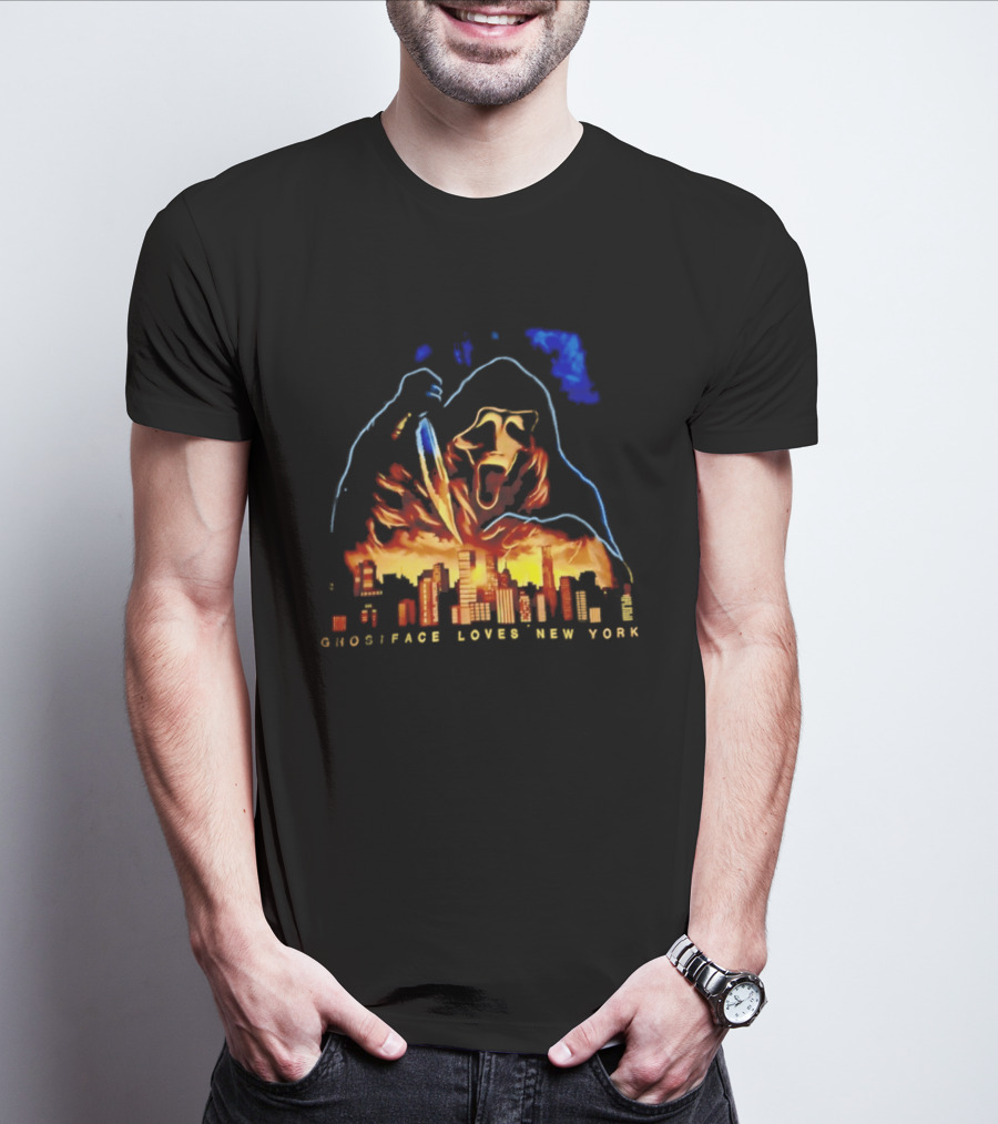 Ghostface Loves New York City Skyline Scream Urban Horror T-Shirt
