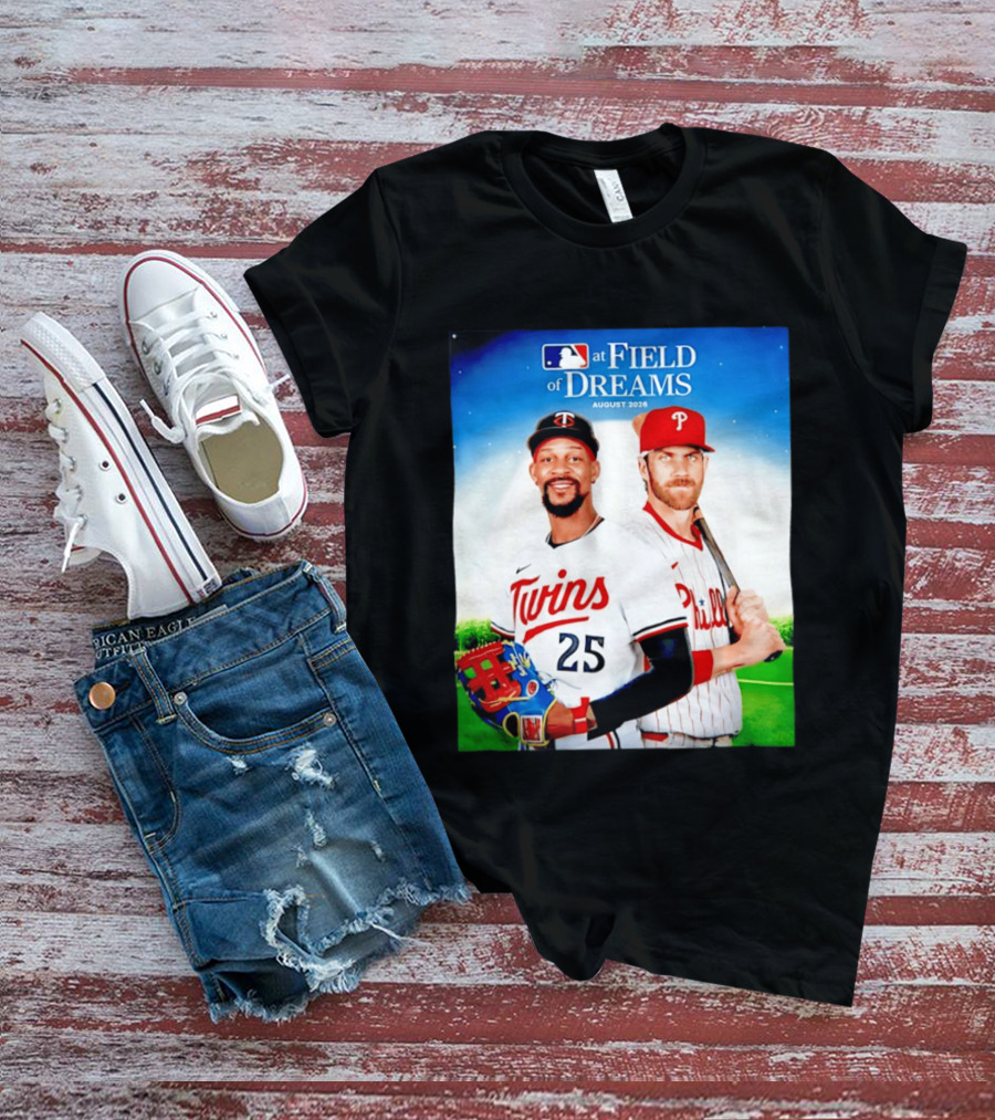 Twins Buxton Vs Phillies Harper MLB At Field Of Dreams August 2026 T-Shirt