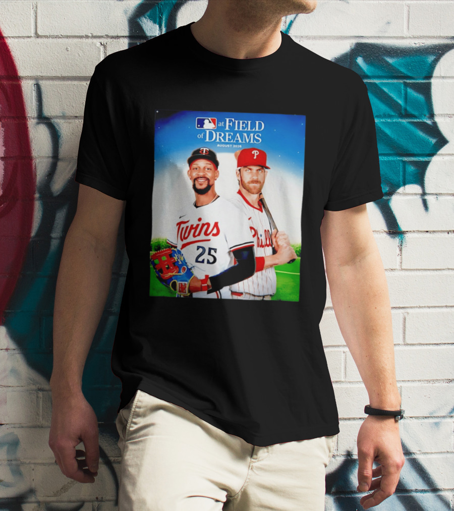 Twins Buxton Vs Phillies Harper MLB At Field Of Dreams August 2026 T-Shirt