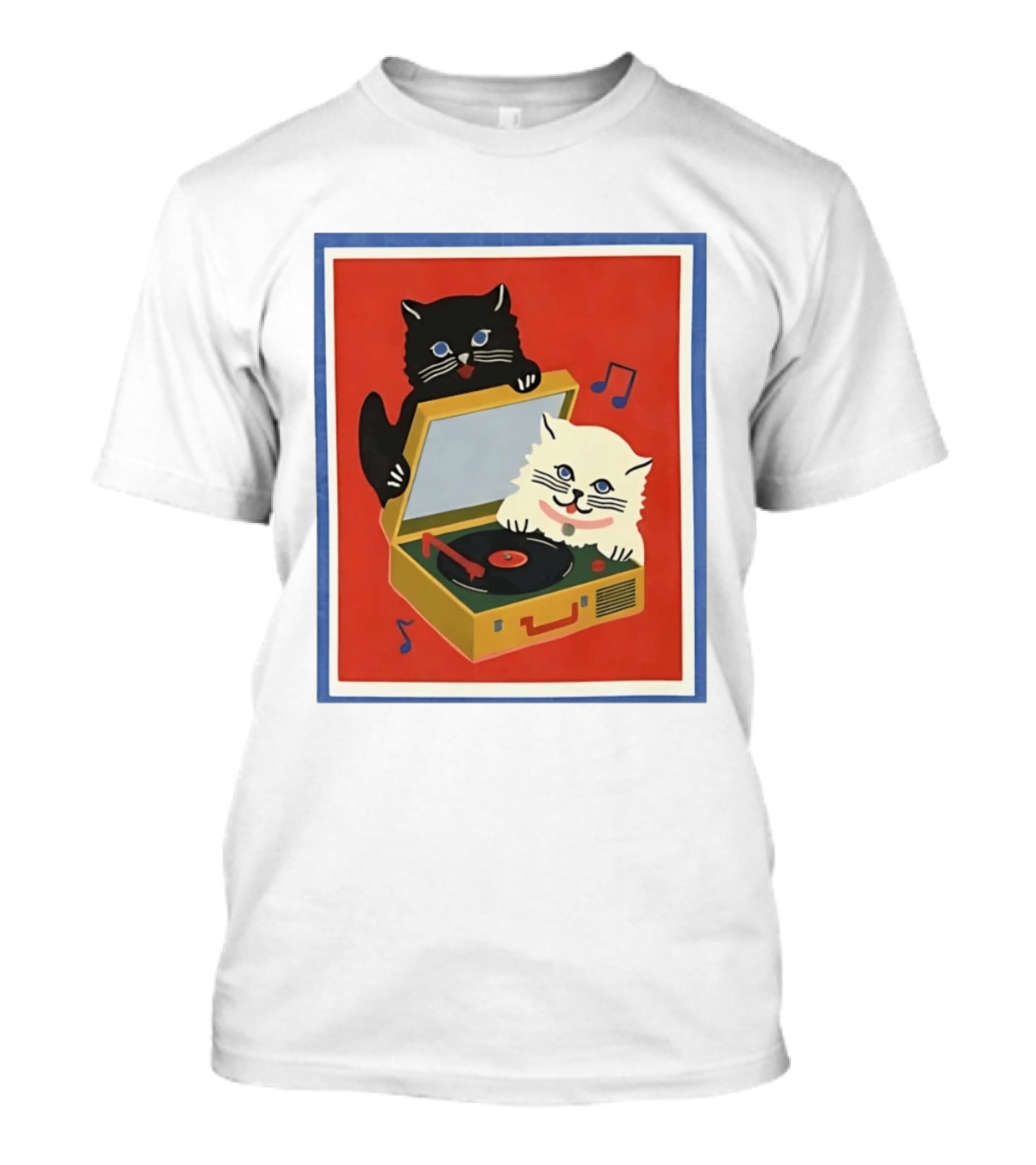 Alley Cats With Record Player And Musical Notes T-Shirt