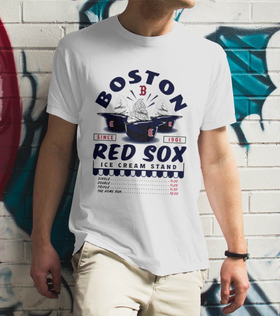 Boston Red Sox Ice Cream Stand Since 1901 Single Double Triple Home Run T-Shirt