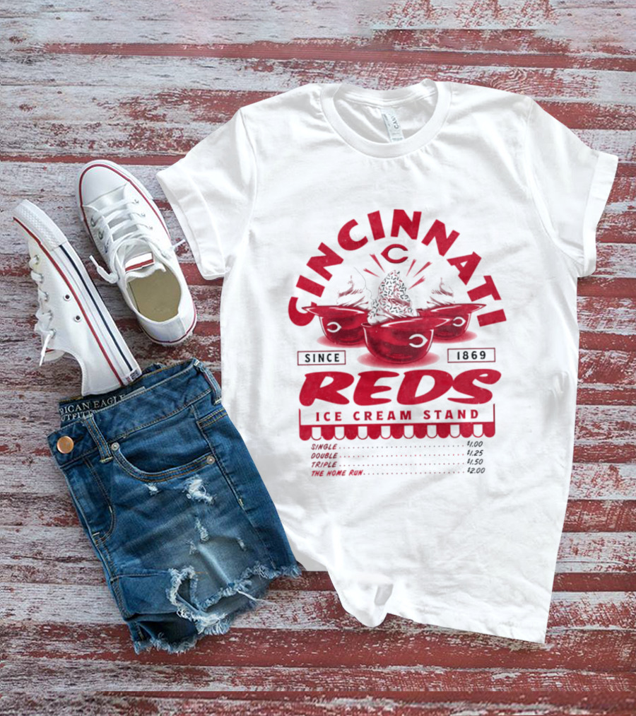 Cincinnati Reds Ice Cream Stand Since 1869 Baseball Nostalgia T-Shirt