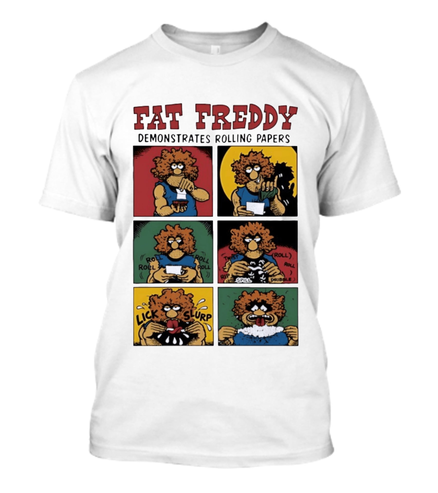 Fabulous Furry Freak Brothers Fat Freddy Rolling Papers Guide Comic Panels T-Shirt