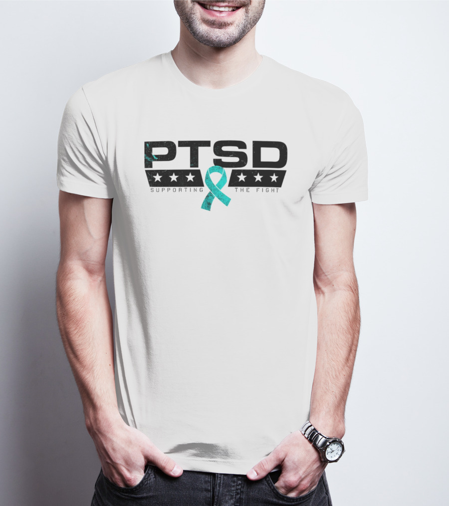 PTSD Supporting The Fight Teal Ribbon Stars T-Shirt