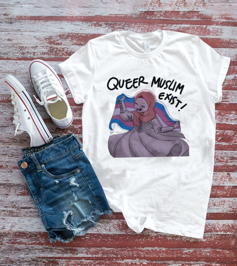 Queer Muslim Exist Transgender Flag Hijab Representation T-Shirt