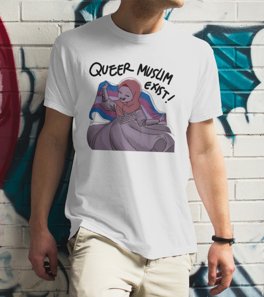 Queer Muslim Exist Transgender Flag Hijab Representation T-Shirt