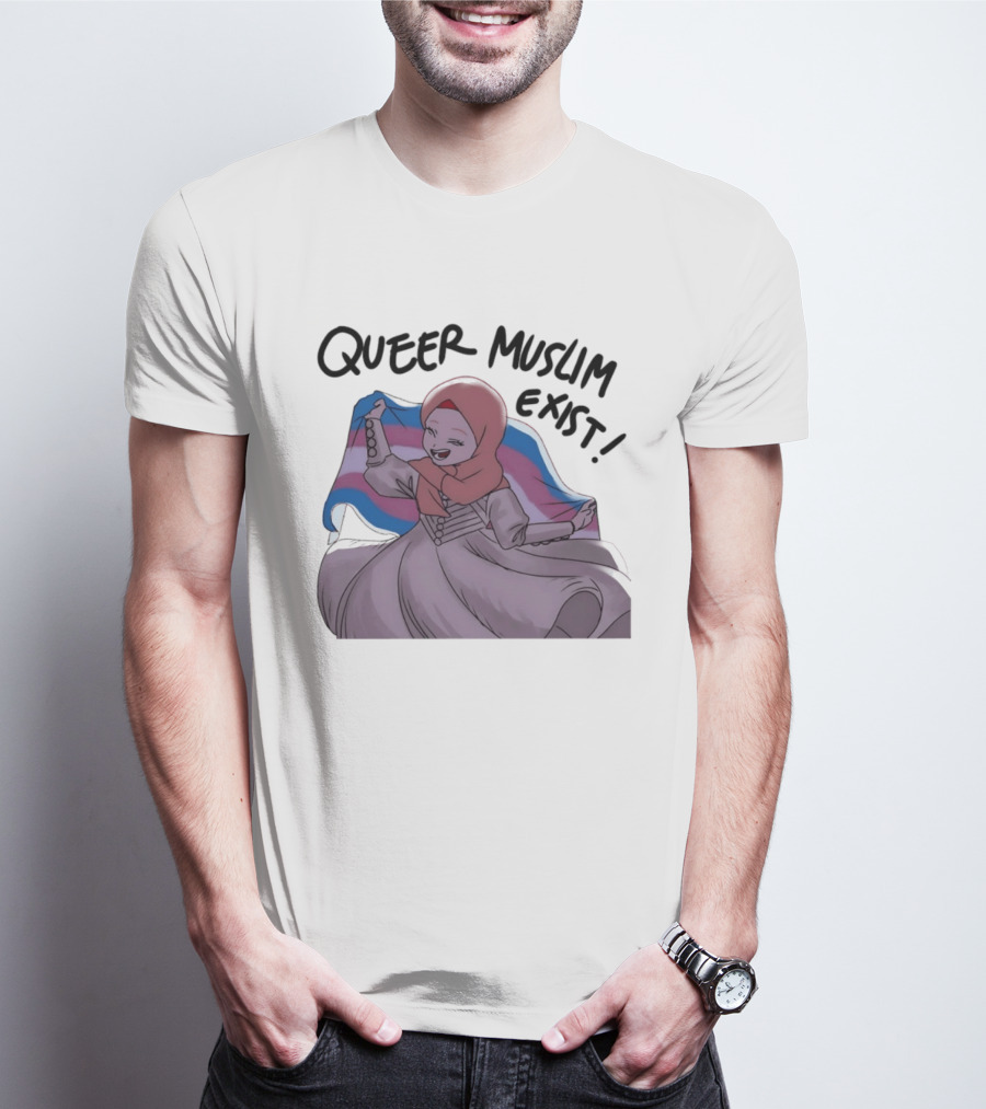 Queer Muslim Exist Transgender Flag Hijab Representation T-Shirt