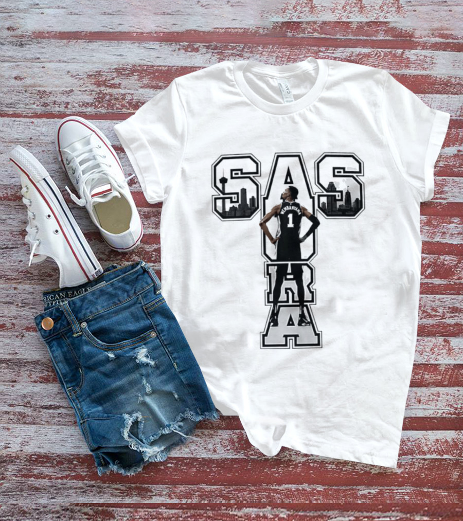San Antonio SAS Aura Victor Wembanyama Basketball Skyline T-Shirt