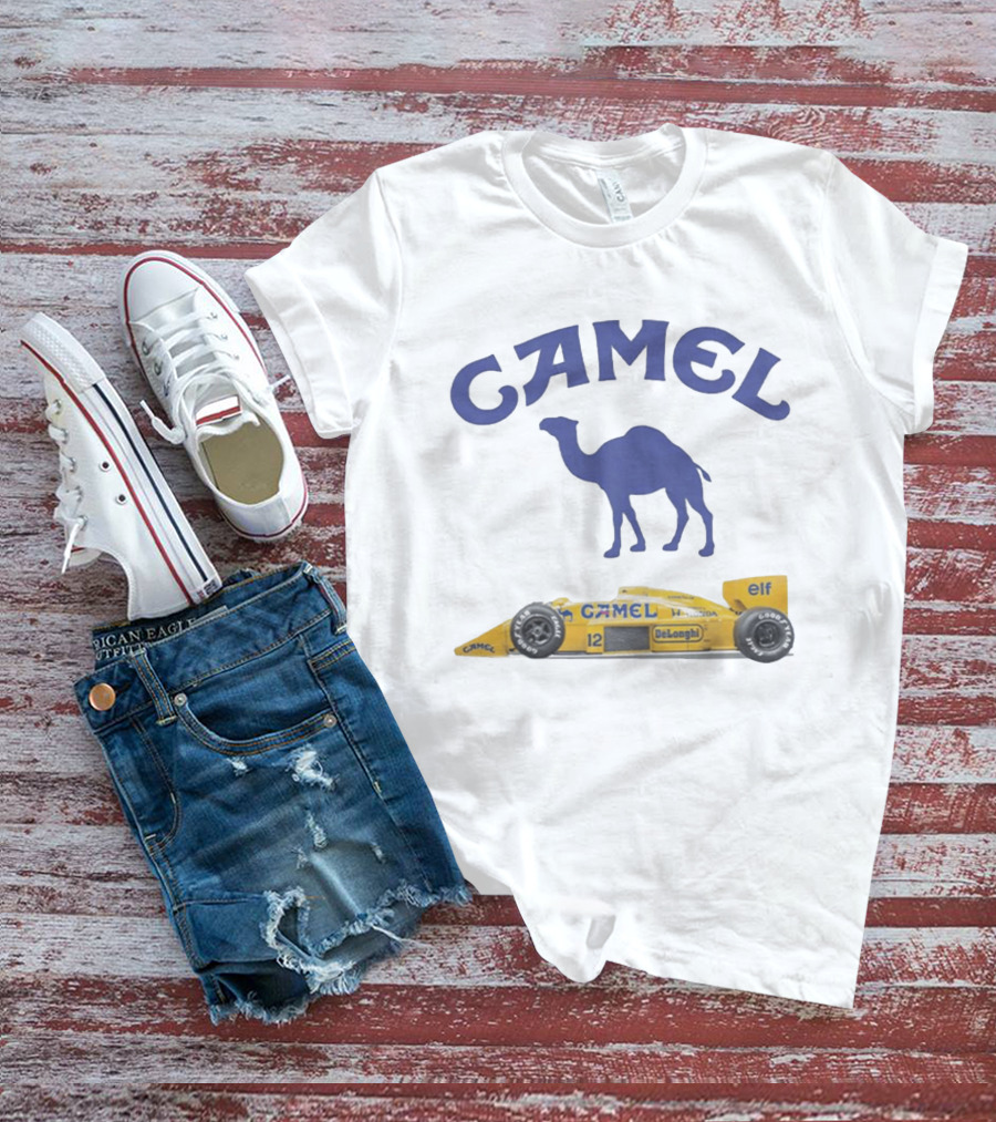 Camel F1 Racing Car With Camel Logo And Elf Branding T-Shirt