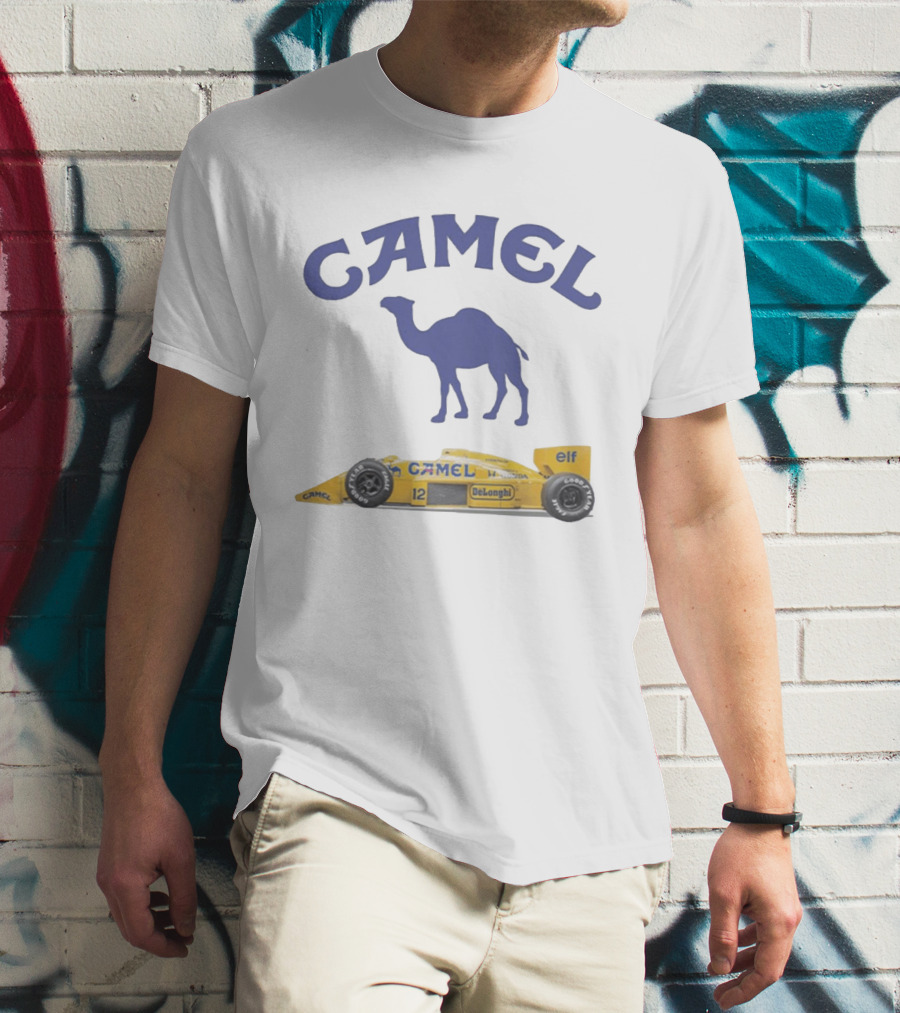 Camel F1 Racing Car With Camel Logo And Elf Branding T-Shirt