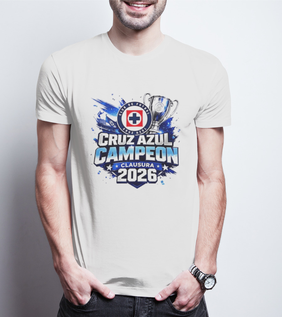 Cruz Azul Campeon Clausura 2026 Trophy Celebration T-Shirt