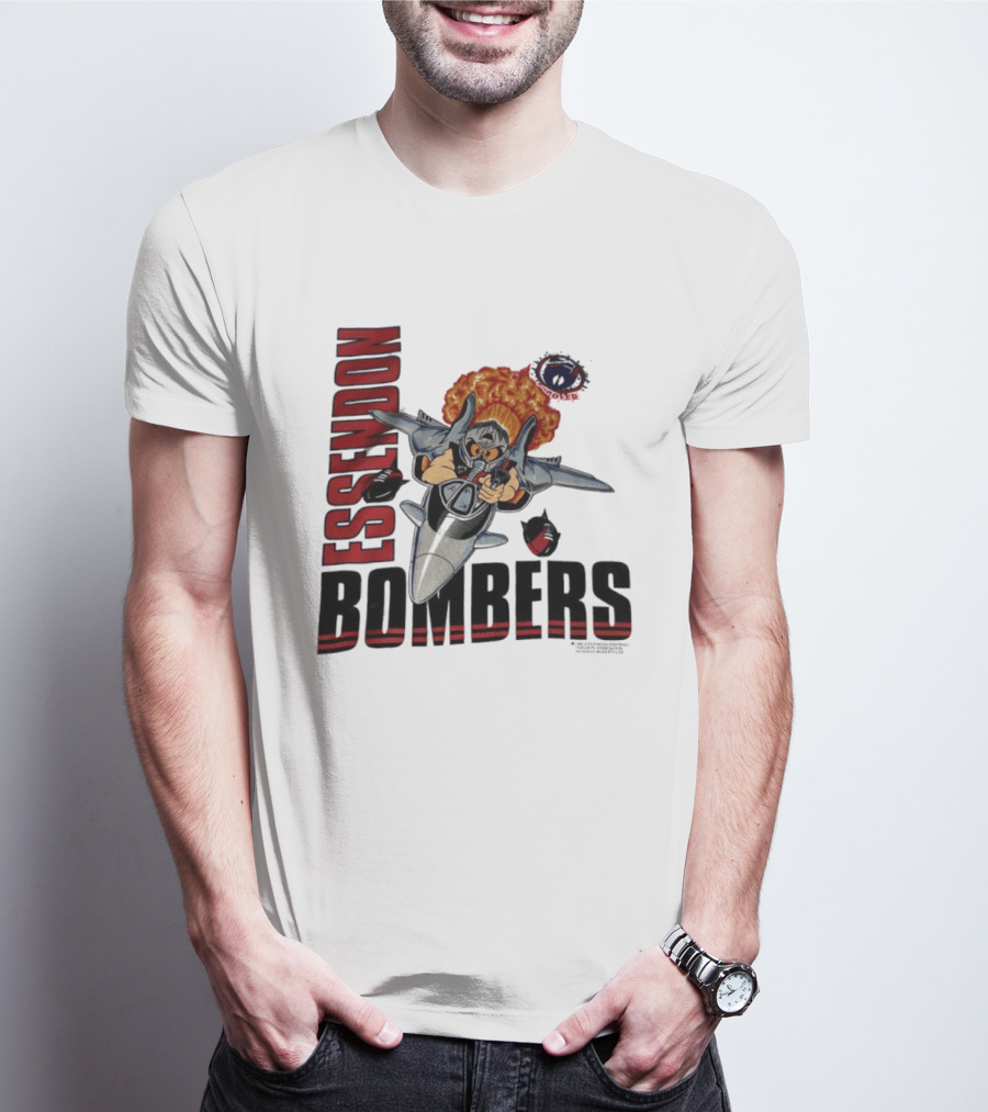 Essendon Bombers Fighter Jet Character Vintage 1992 T-Shirt