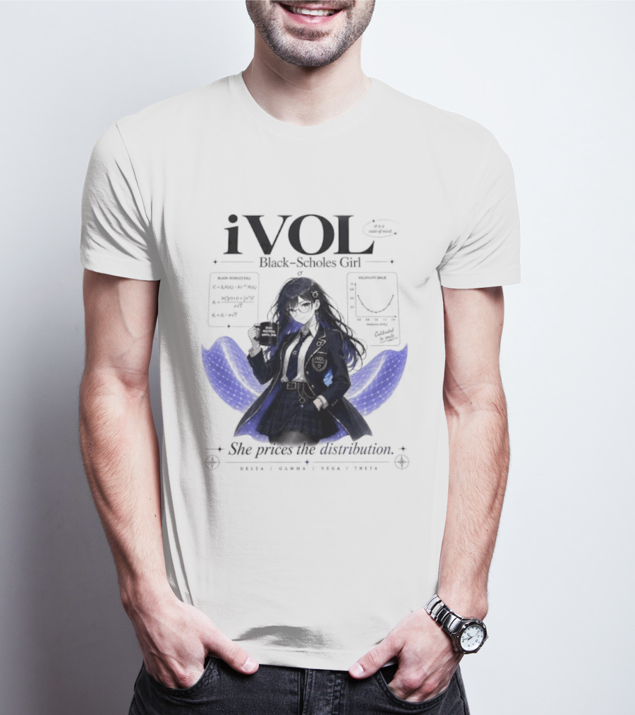 IVol Black Scholes Girl She Prices The Distribution Statistics Math Finance Chart T-Shirt