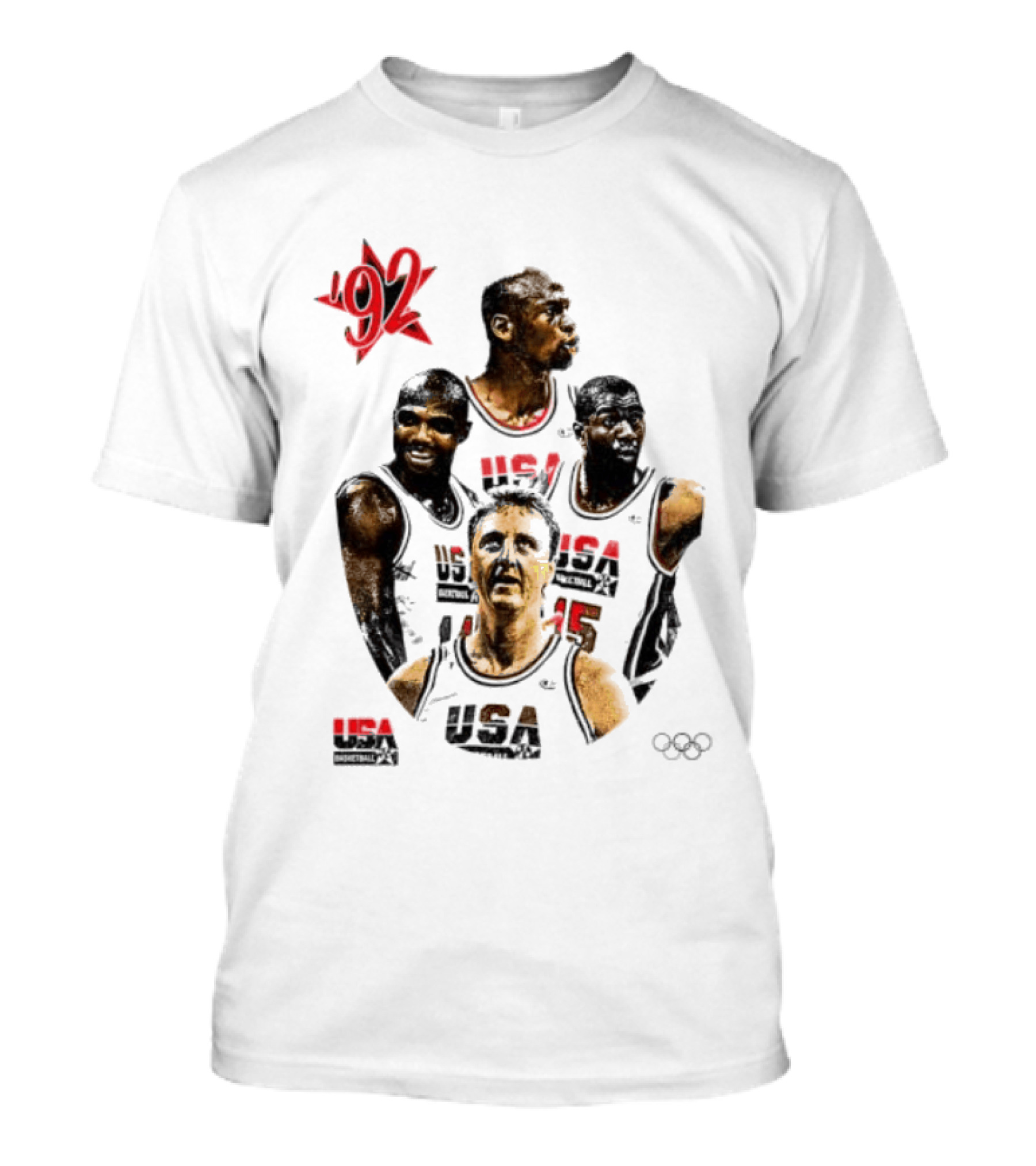 Jordan Charles Barkley Magic Johnson Larry Bird 1992 USA Basketball Dream Team T-Shirt