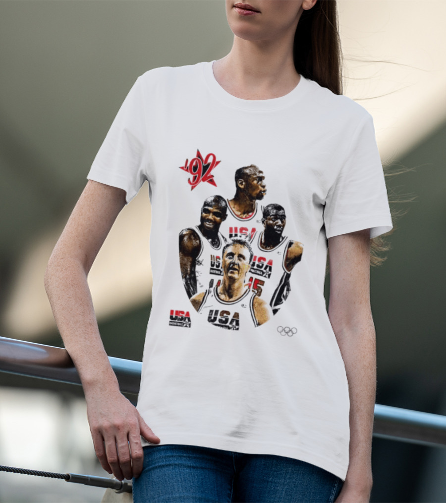 Jordan Charles Barkley Magic Johnson Larry Bird 1992 USA Basketball Dream Team T-Shirt