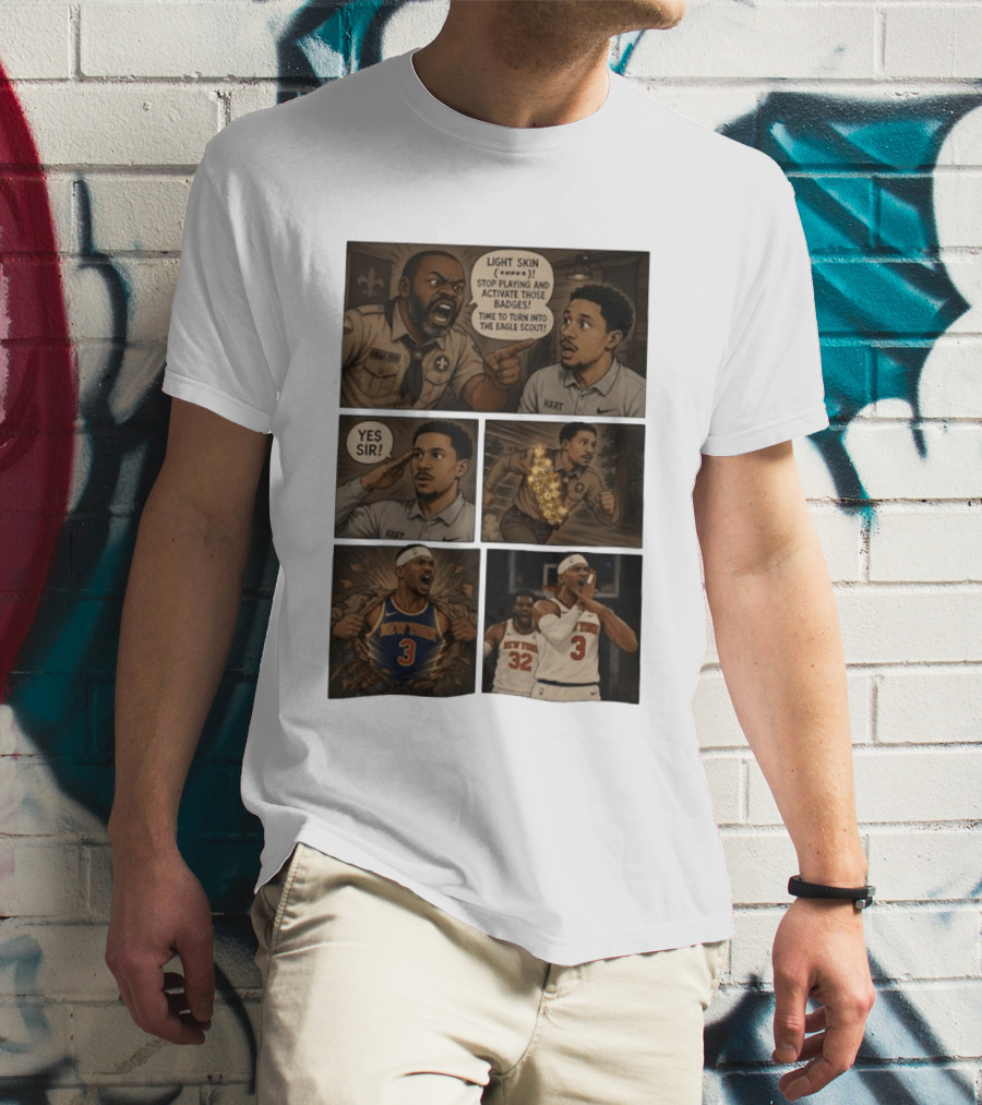 New York Knicks Josh Hart Light Skin Activate Badges Basketball Comic T-Shirt