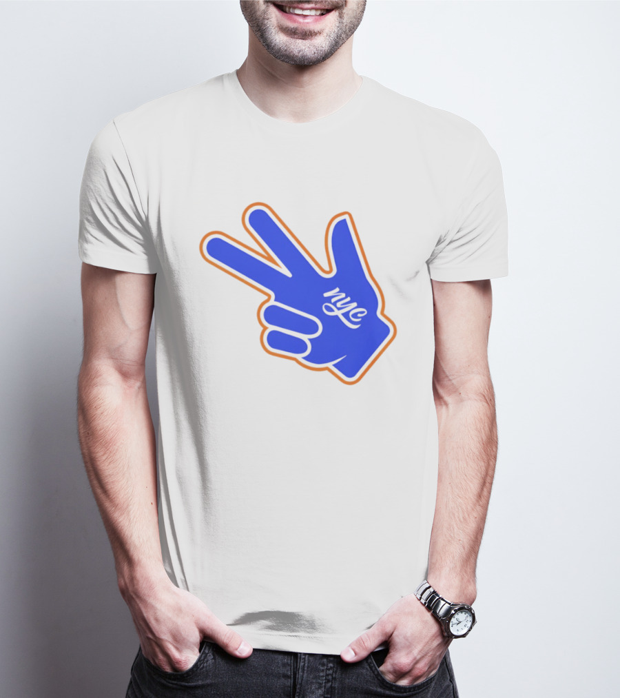 New York Knicks NYC Basketball Peace Sign Three Pointer T-Shirt