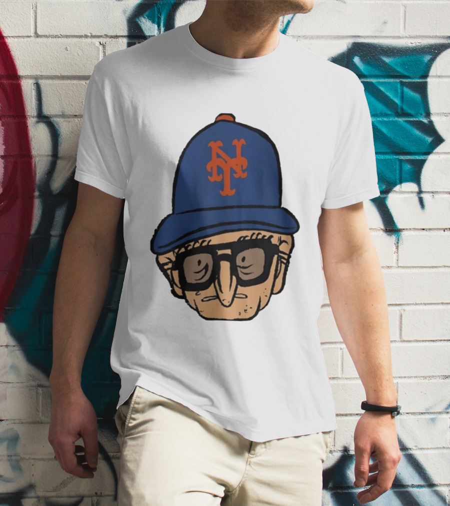 Old Jewish Men Big Head Caricature Mets Cap T-Shirt
