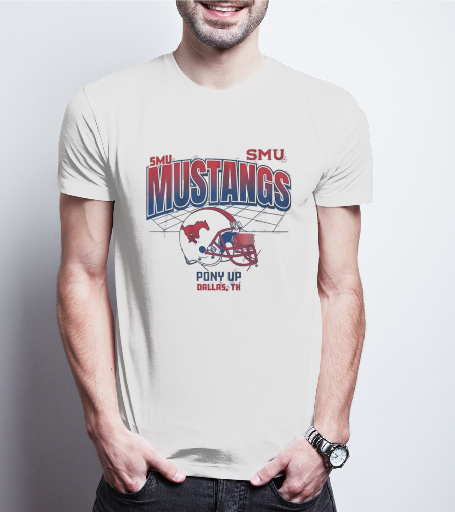 SMU Mustangs Pony Up Dallas Texas Football Helmet T-Shirt