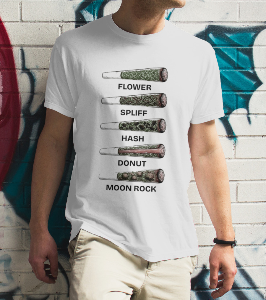 Weed Flower Spliff Hash Donut Moon Rock Smoking Styles T-Shirt