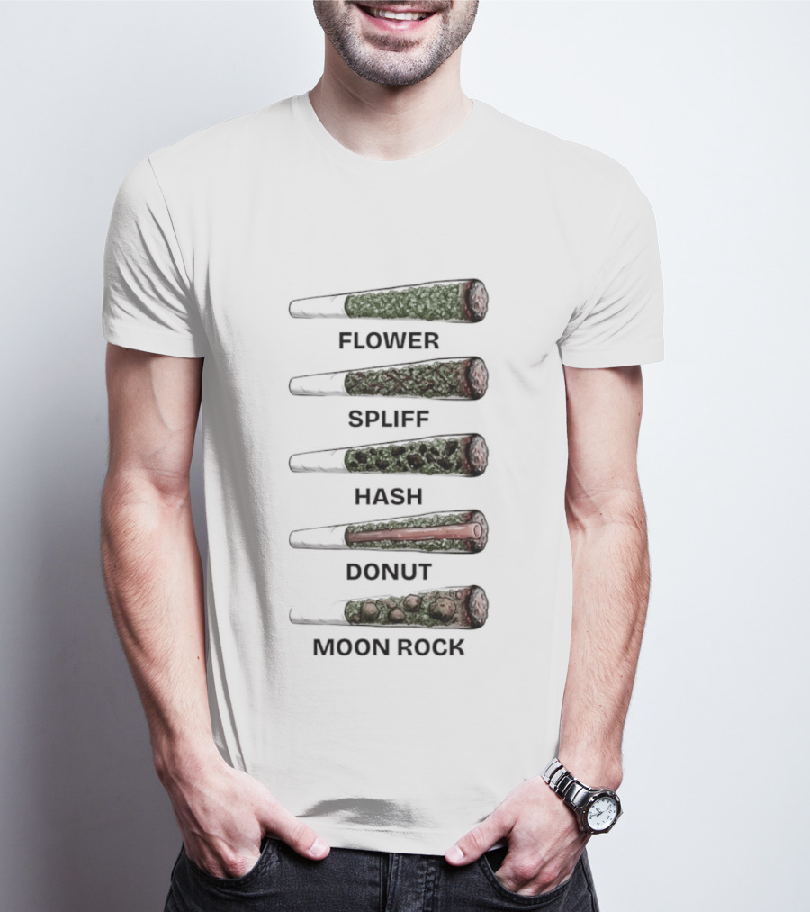 Weed Flower Spliff Hash Donut Moon Rock Smoking Styles T-Shirt