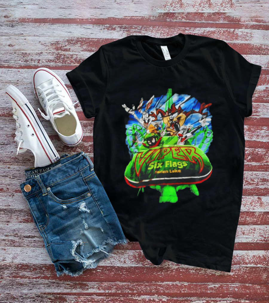 Viper Six Flags Darien Lake Looney Tunes Bugs Bunny Taz Sylvester T-Shirt