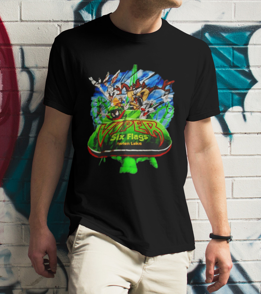 Viper Six Flags Darien Lake Looney Tunes Bugs Bunny Taz Sylvester T-Shirt