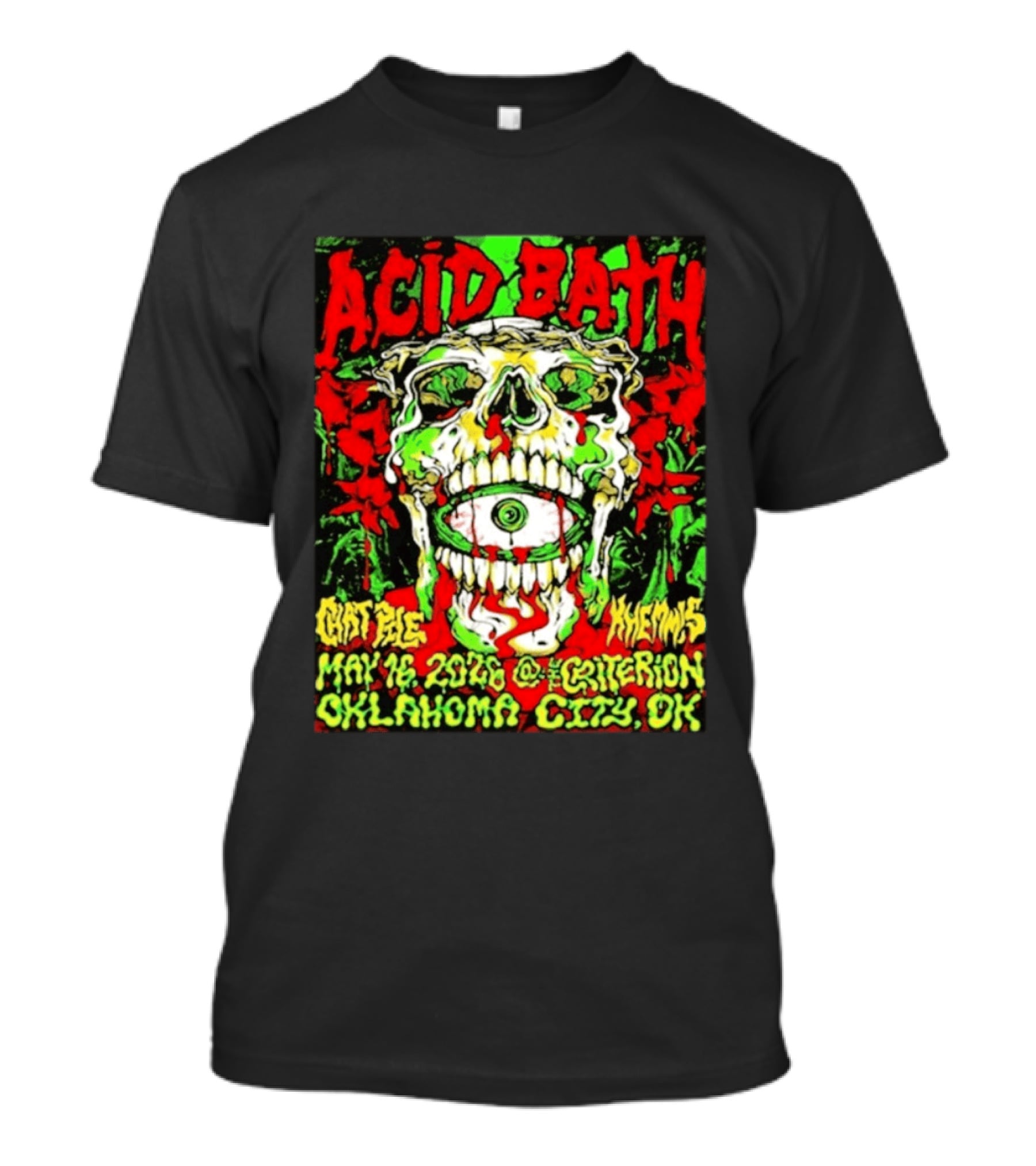 Acid Bath May 16 2026 Oklahoma City OK The Criterion Skeleton Eye T-Shirt