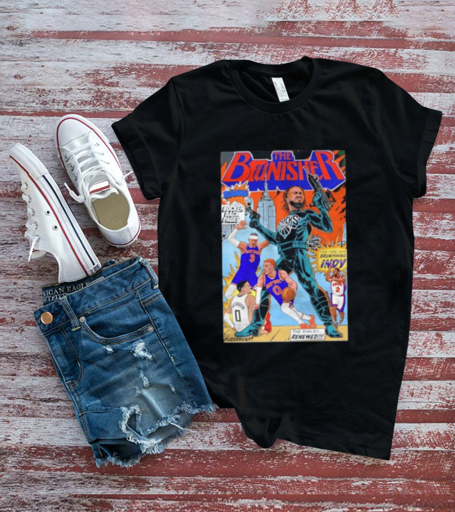 Knicks Comic Crossover The Brunisher Bocker Backpages Featuring Empire State Building T-Shirt