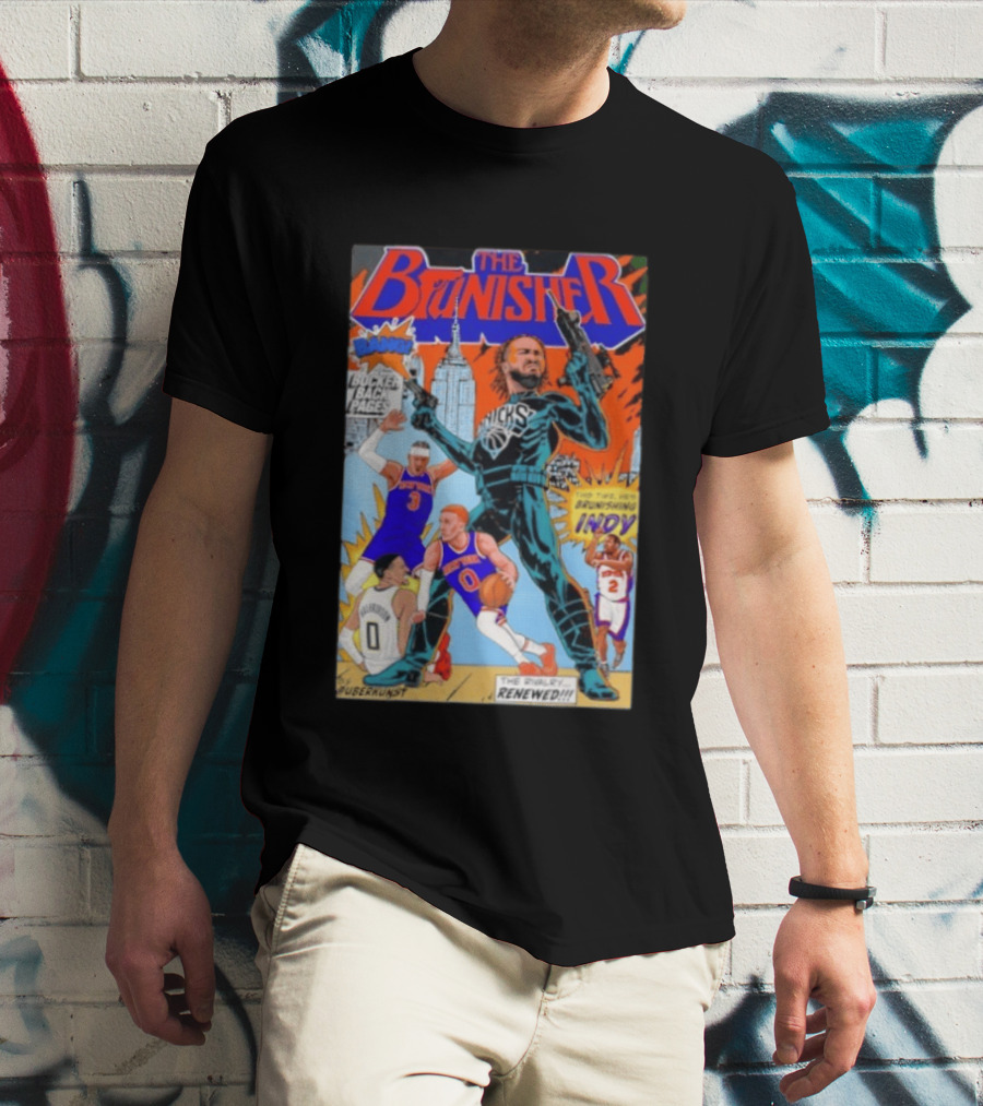 Knicks Comic Crossover The Brunisher Bocker Backpages Featuring Empire State Building T-Shirt