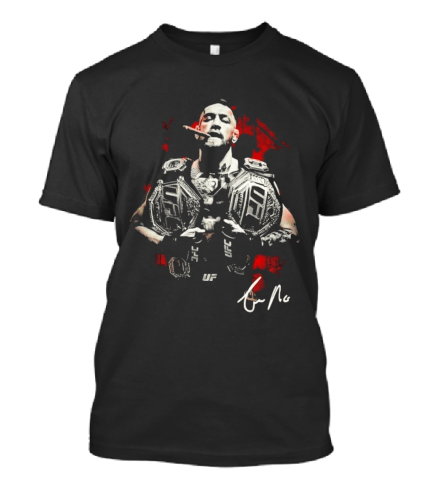 Conor McGregor Cigar UFC Champion Double Belt Signature T-Shirt