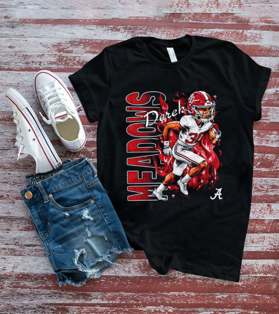 Derek Meadows Alabama Football NCAA Caricature Crimson Tide Player No. 30 T-Shirt