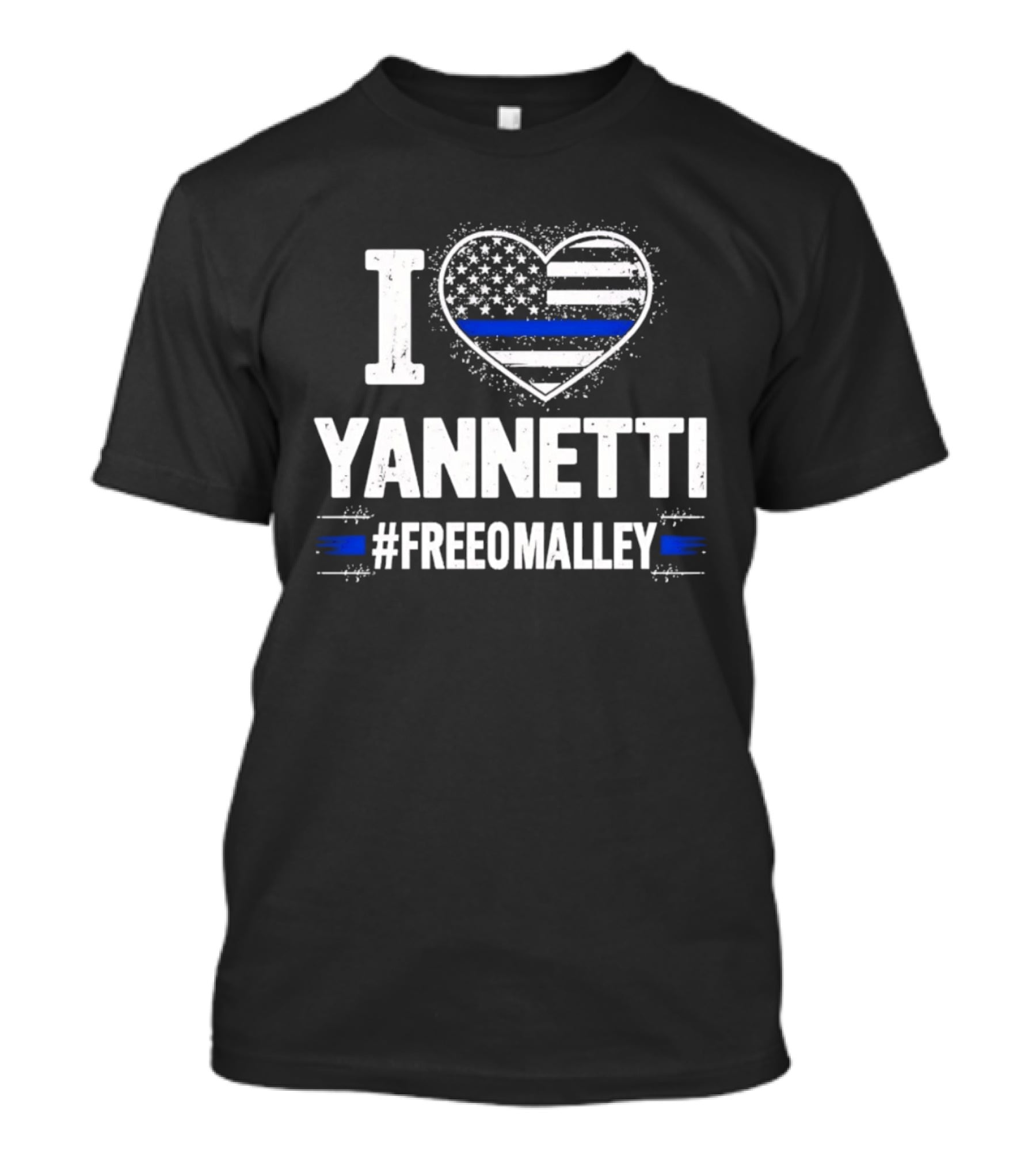 I Love Yannetti American Flag Blue Stripe Hashtag Free O'Malley T-Shirt